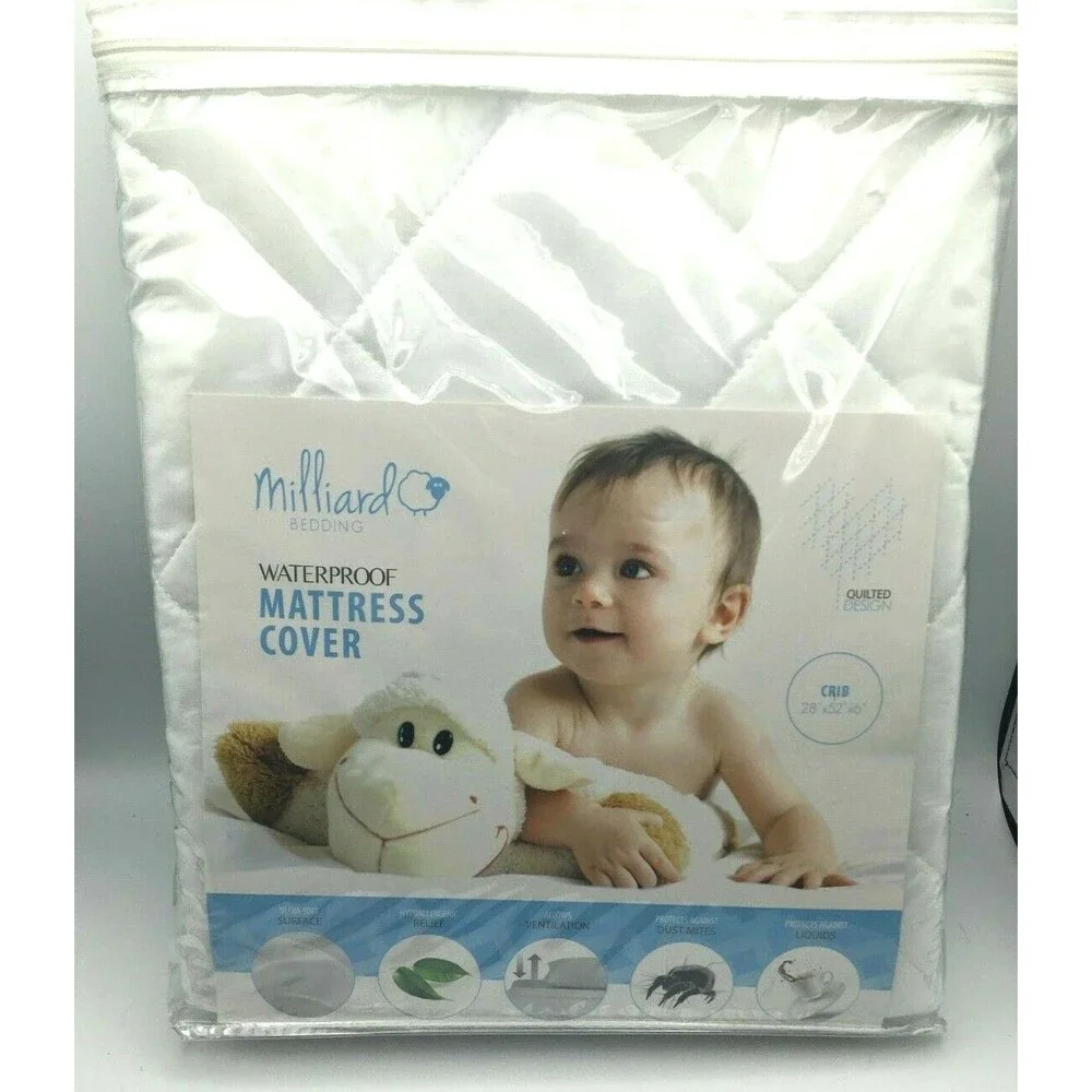 Milliard Waterproof Fitted Crib Mattress Pad 28''x52'' White NIP Free Shipping